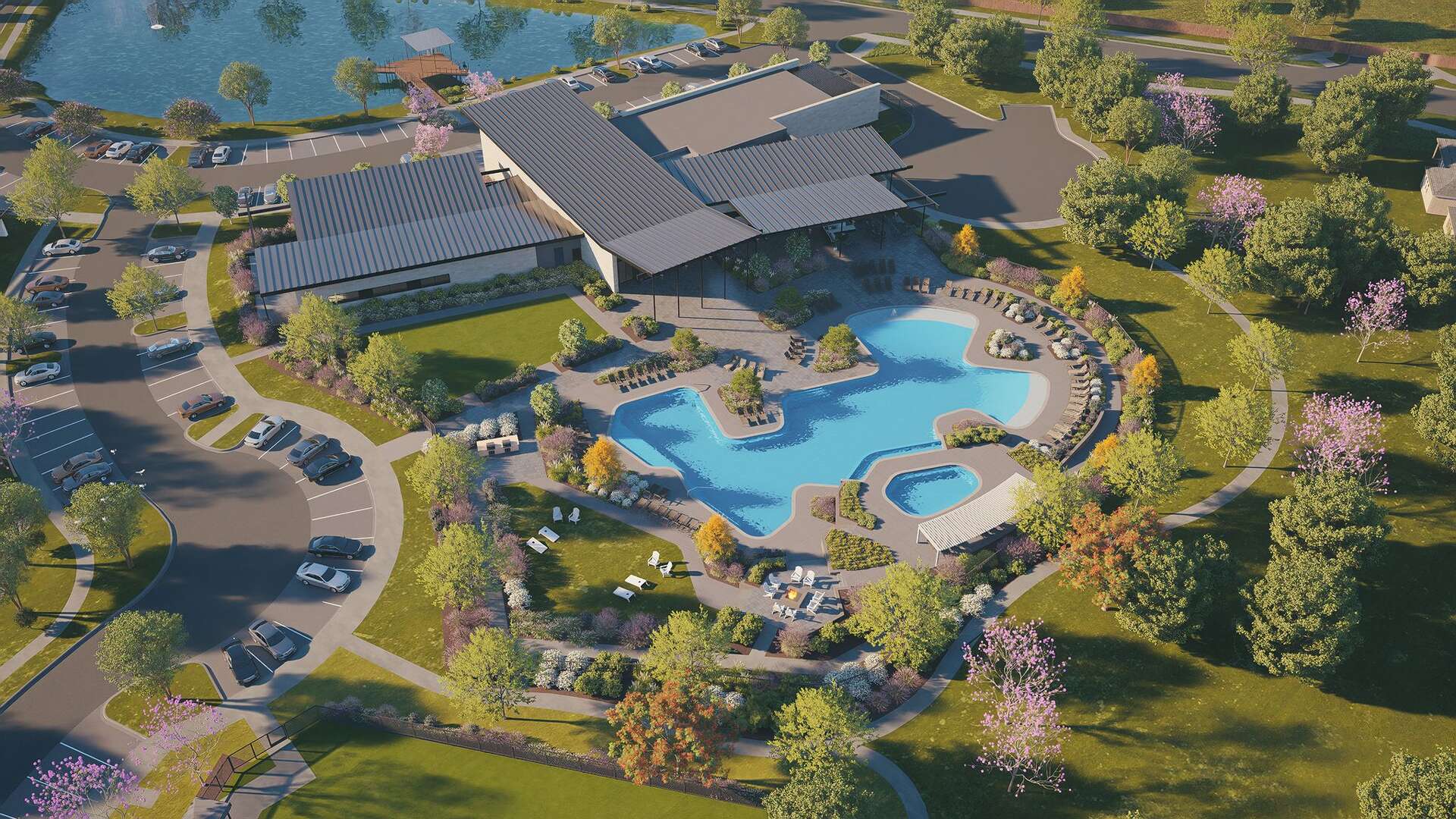 Commercial community development with amenities