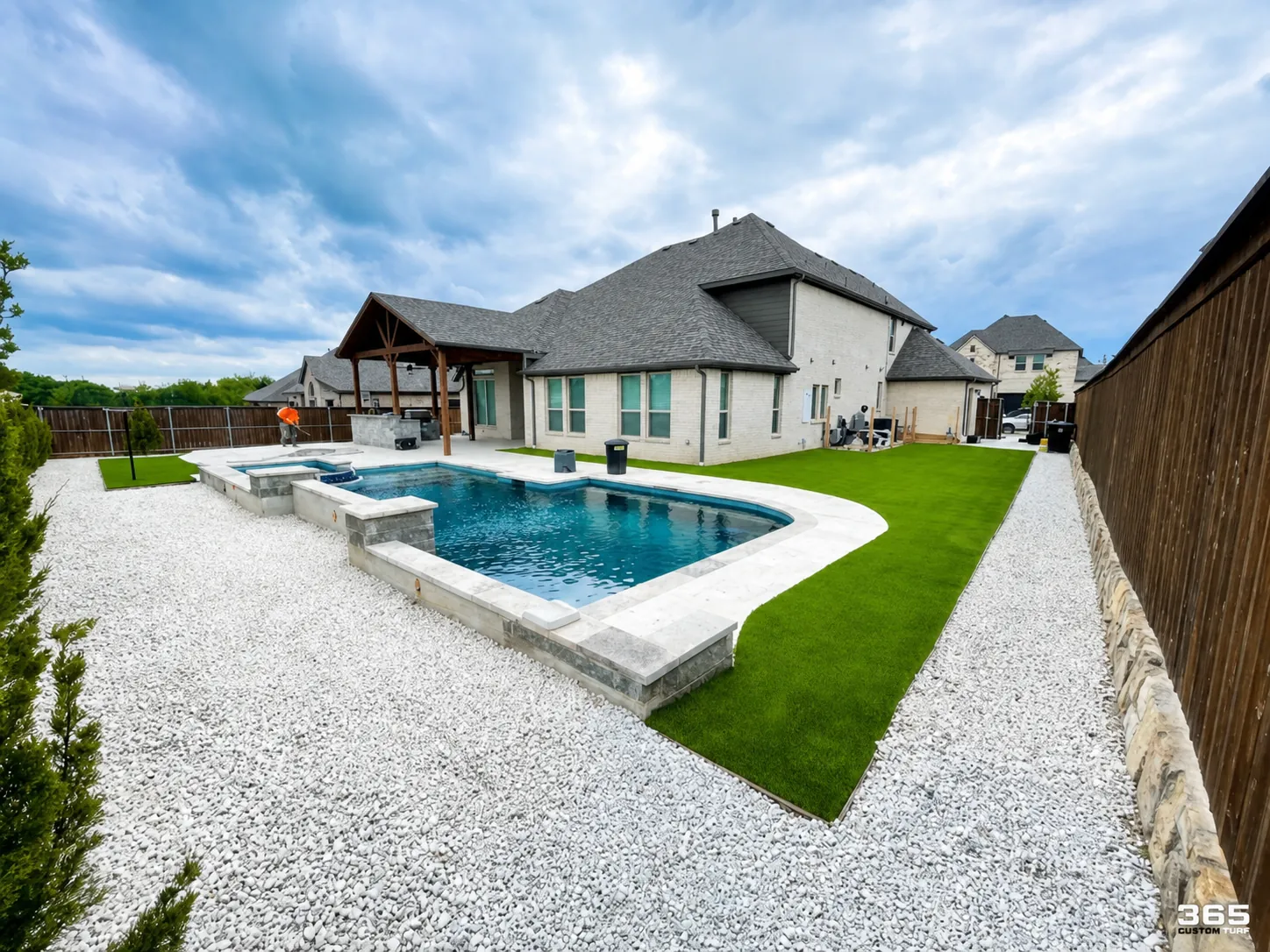 Backyard turf with putting green and play area