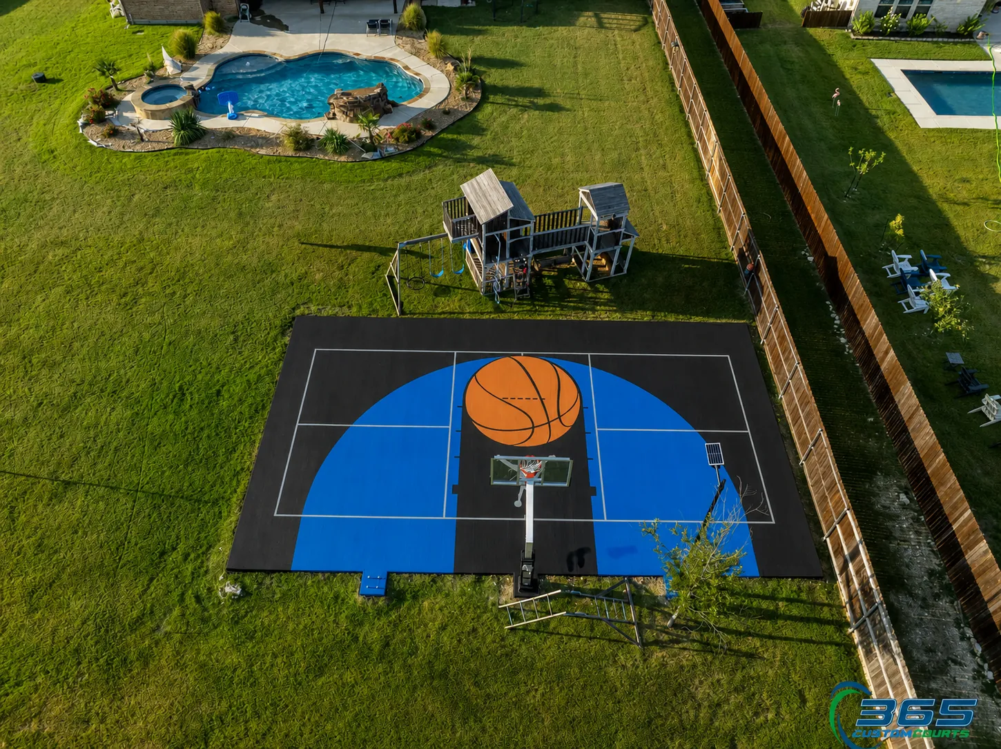 Custom basketball court with basketball logo design